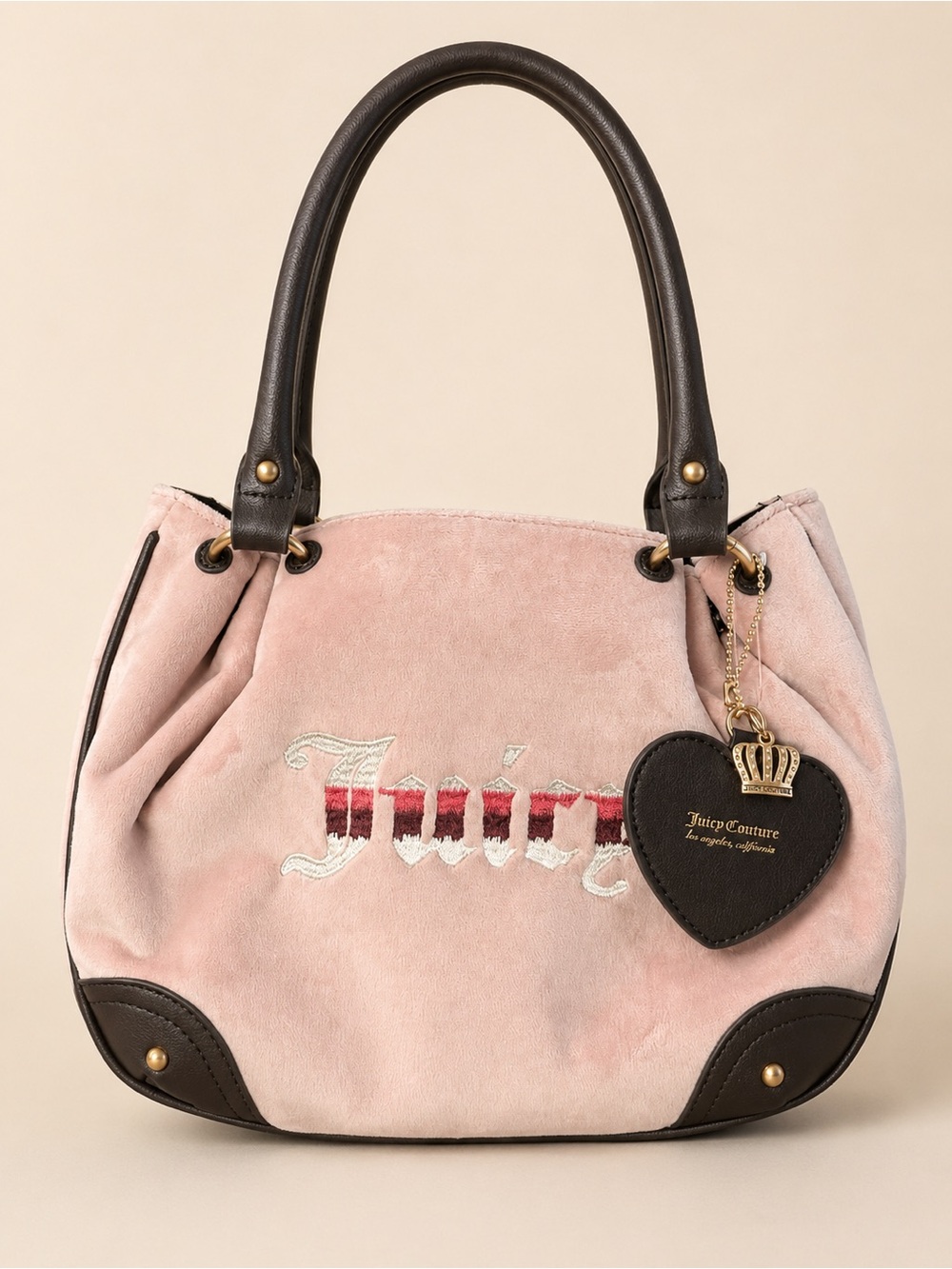 Juicy Couture Retro Vibe Pink Velour Satchel Bag